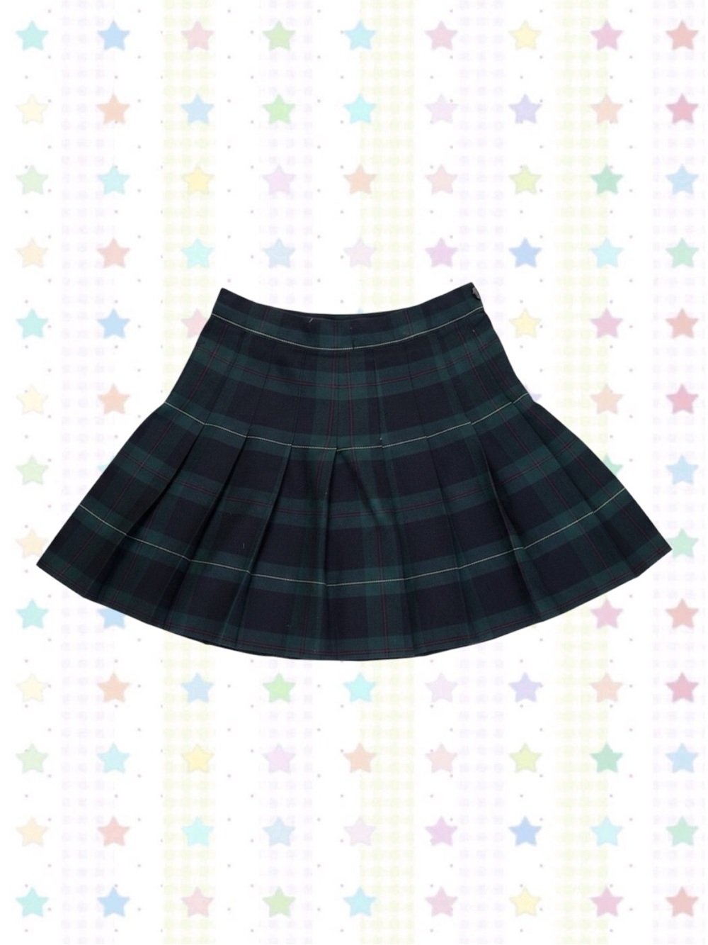 American Apparel Dark Green Plaid Pleated Skirt XXS